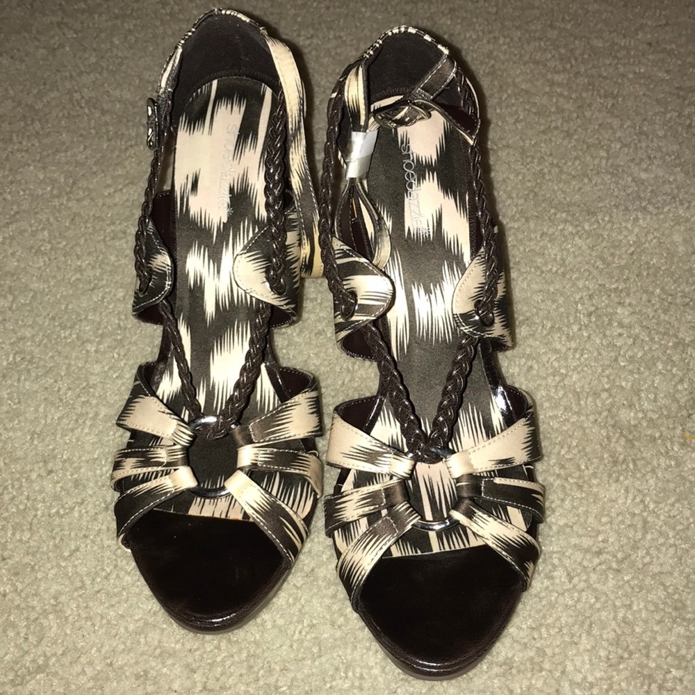 NWOT! Brown & Beige Wedge Sandals